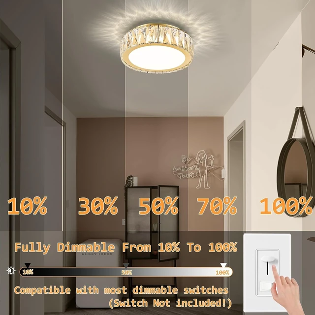 Alt view image 7 of 7 - 11 Inch Dimmable LED 24W Luxury Crystal Flush Mount Ceiling Light