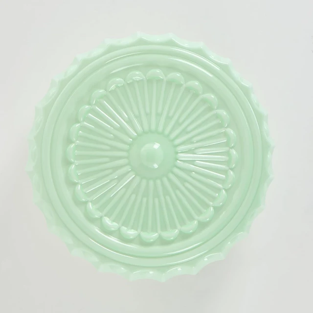 Alt view image 5 of 7 - Vintage Milk Glass Flush Mount Ceiling Light, Schoolhouse Ceiling Light Fixture, Mint Green Glass Shade with Brass / Gold Base, Retro Glass Ceiling Lamp for Kitchen Hallway Bedroom Bathroom, E26 Base