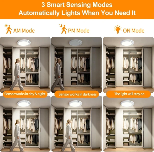 Alt view image 2 of 7 - Rechargeable Ceiling Light Motion Sensor Closet Light Battery Operated