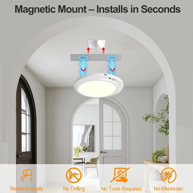 Alt view image 6 of 7 - Rechargeable Ceiling Light Motion Sensor Closet Light Battery Operated
