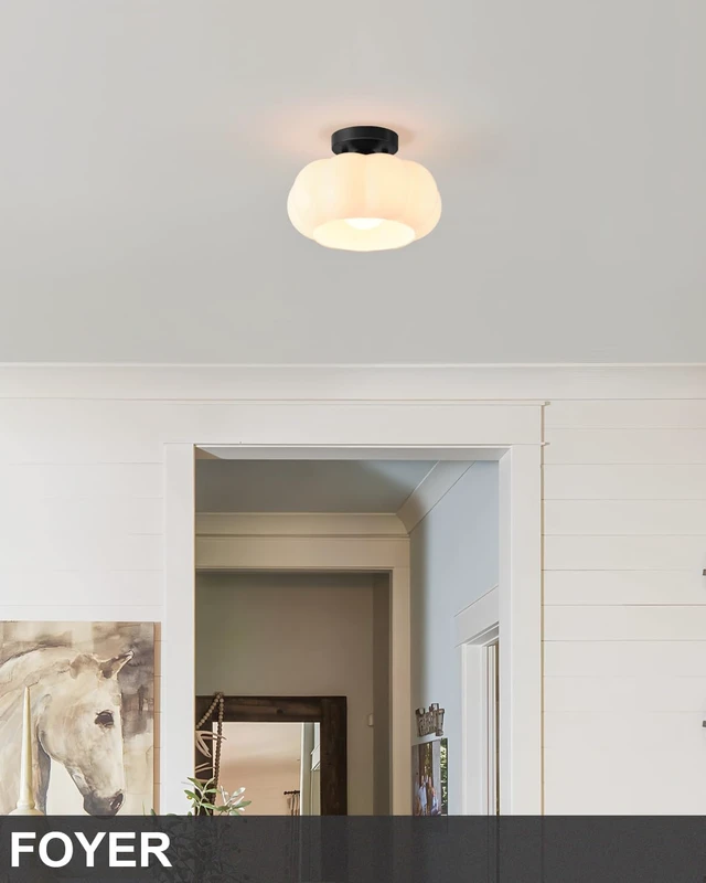 Alt view image 5 of 7 - Mid-Century Modern Black Semi Flush Mount Ceiling Light 10 Inch