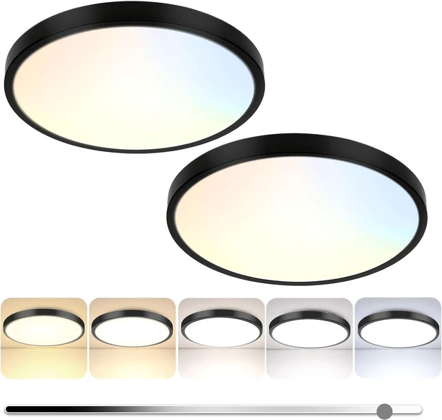 Main image of 2-Pack 36W Dimmable LED Ceiling Lights Black, 13 inch Flush Mount Light Fixtures 3600LM 2700K/3000K/4000K/5000K/6500K Color Changing Ceiling Lights, Modern Lighting for Kitchen Living Room Bedroom