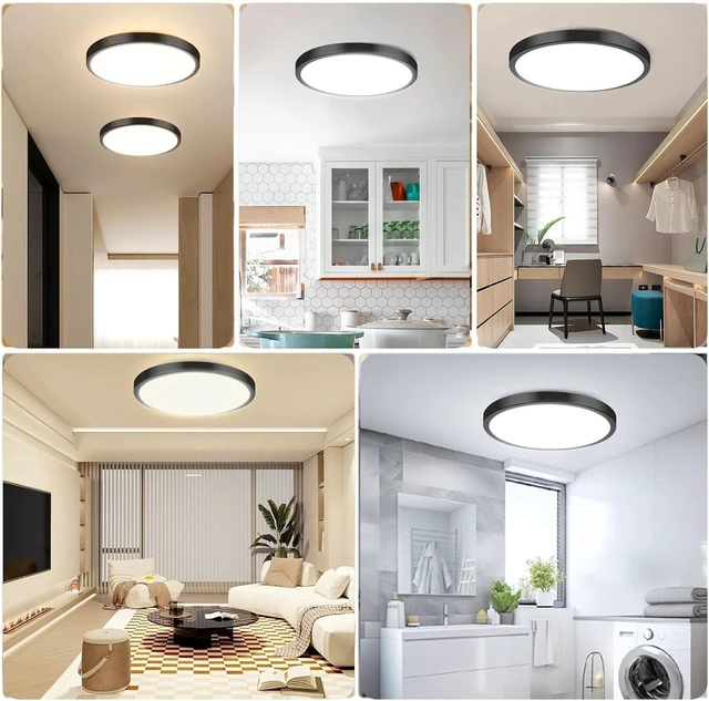 Alt view image 7 of 7 - 2-Pack 36W Dimmable LED Ceiling Lights Black, 13 inch Flush Mount Light Fixtures 3600LM 2700K/3000K/4000K/5000K/6500K Color Changing Ceiling Lights, Modern Lighting for Kitchen Living Room Bedroom