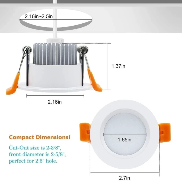 Alt view image 5 of 7 - 2 Inch LED Downlight, 32 Pack Recessed Lighting Dimmable Ceiling Light, 3W, 2700K Ultra Warm White, CRI80 with LED Driver(35W Halogen Equivalent)