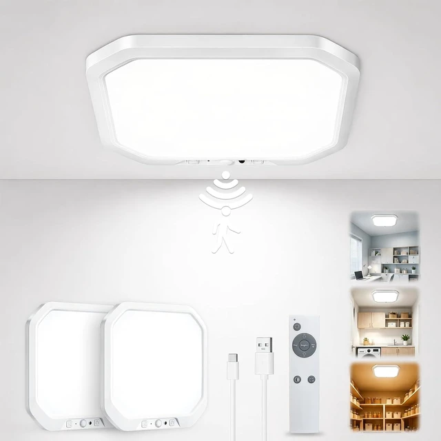 Main image of CHORTAU Rechargeable Motion Sensor Ceiling Light, 3 Color Dimmable, Remote