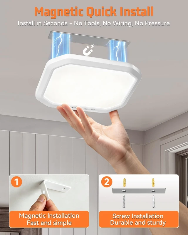 Alt view image 4 of 7 - CHORTAU Rechargeable Motion Sensor Ceiling Light, 3 Color Dimmable, Remote
