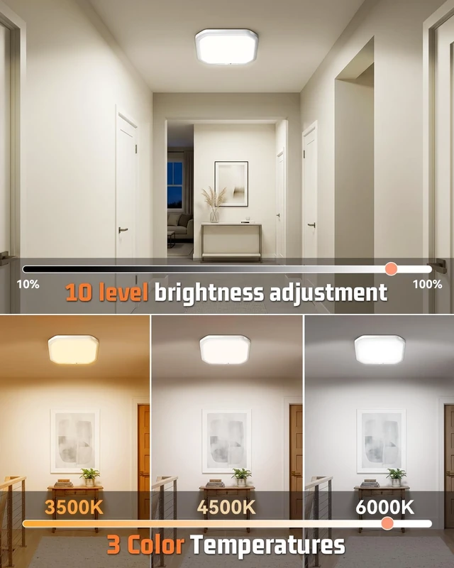 Alt view image 5 of 7 - CHORTAU Rechargeable Motion Sensor Ceiling Light, 3 Color Dimmable, Remote