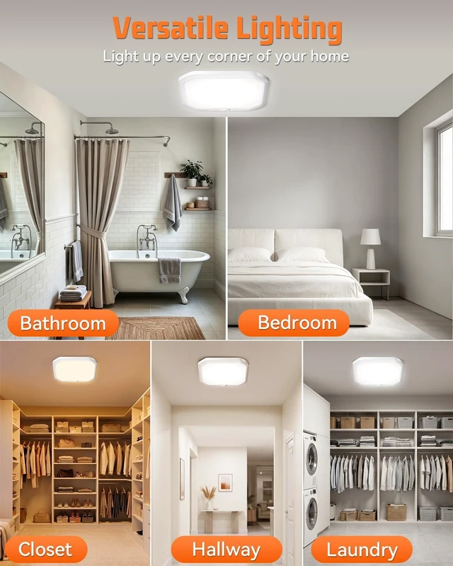 Alt view image 6 of 7 - CHORTAU Rechargeable Motion Sensor Ceiling Light, 3 Color Dimmable, Remote