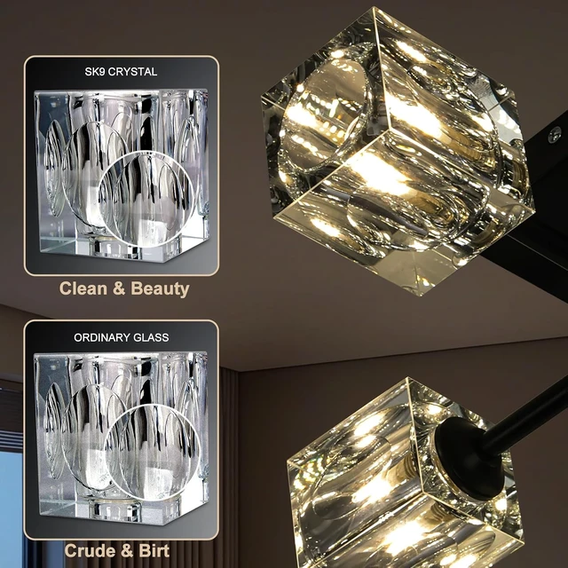Alt view image 2 of 7 - 4-Light Crystal Semi Flush Ceiling Light Matte Black G9