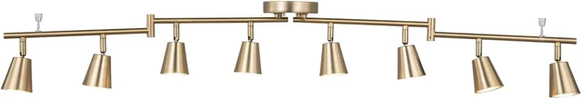Main image of 8 Light LED Track Lighting Kit, Matte Brass Adjustable with Moden Flush Mount Ceiling Spotlight,GU10 Socket Bulbs,Flexible Foldable Arms for Kitchen,Dining,Living Room, Bedroom
