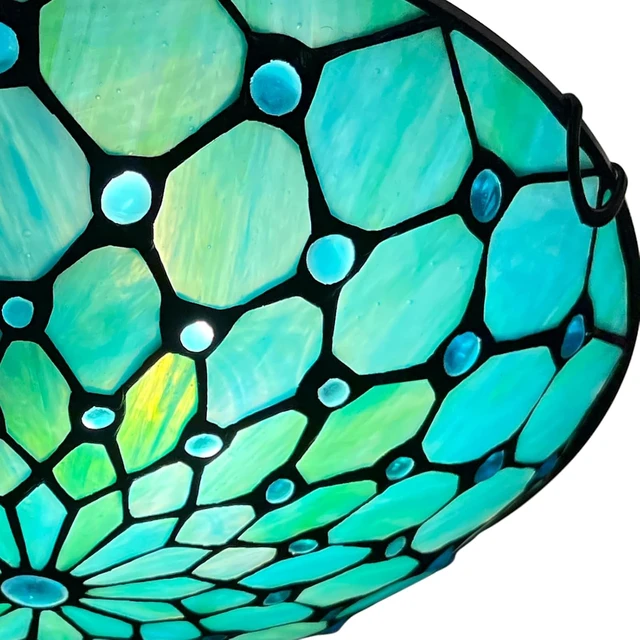 Alt view image 2 of 7 - ARTZONE Tiffany Ceiling Lights, Stained Glass Ceiling Light 2-Lights 12 Inch Tiffany Flush Mount Ceiling Light for Bedroom Dining Living Room Entryway Foyer(Blue)