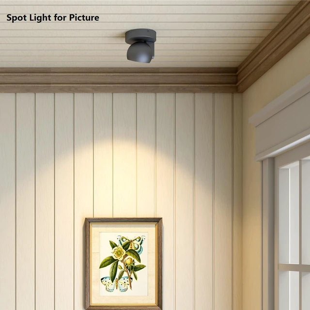 Alt view image 3 of 7 - LED Ceiling Light Dimmable Flush Mount Adjustable Ceiling Light Fixture, Directional Spotlight for Pictures Living Room Bedroom Foyer - 3000K 11W 25° Flicker Free (Black)
