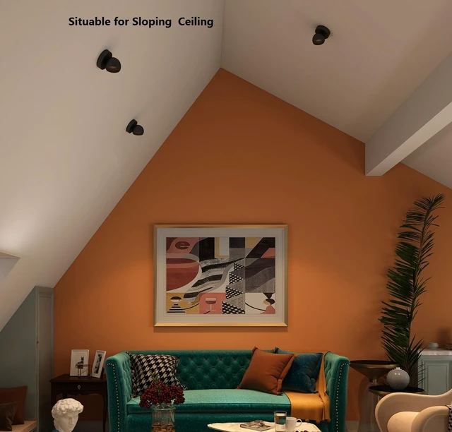 Alt view image 6 of 7 - LED Ceiling Light Dimmable Flush Mount Adjustable Ceiling Light Fixture, Directional Spotlight for Pictures Living Room Bedroom Foyer - 3000K 11W 25° Flicker Free (Black)