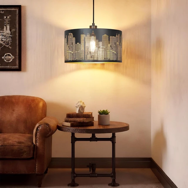 Alt view image 2 of 7 - Qingmiao Black Plug in Pendant Light, 3 Way Bulb, 14ft Cord, On/Off Switch