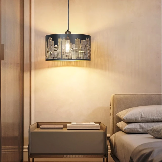 Alt view image 6 of 7 - Qingmiao Black Plug in Pendant Light, 3 Way Bulb, 14ft Cord, On/Off Switch