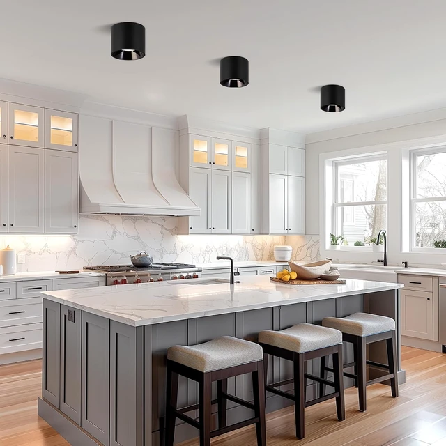 Alt view image 5 of 7 - Flush Mount Ceiling Light Fixture, 3 Pack LED Black Cylinder Lights