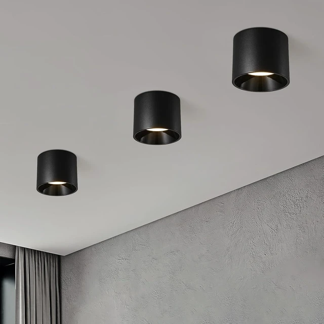 Main image of Flush Mount Ceiling Light Fixture, 3 Pack LED Black Cylinder Lights