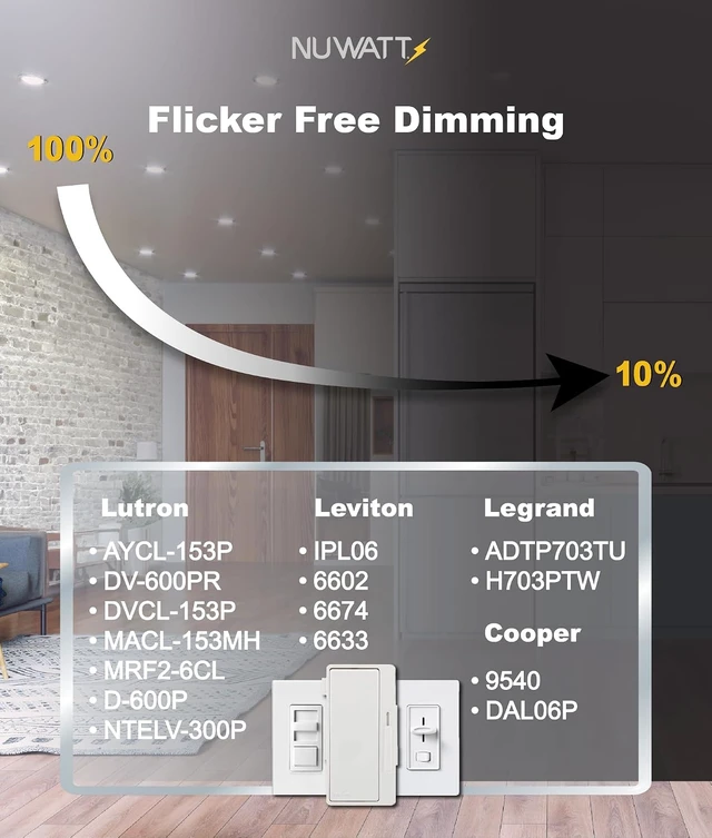 Alt view image 5 of 7 - NUWATT Canless 6 inch Brushed Nickel LED Recessed Lights, 2700K-5000K, 6 PK