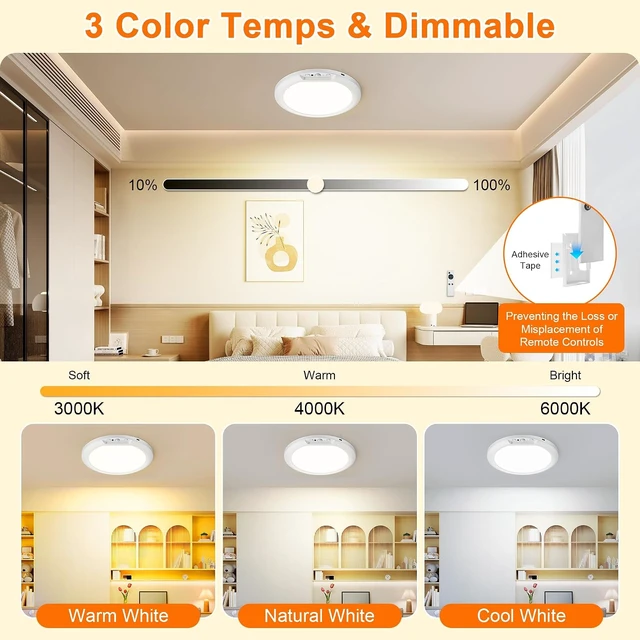 Alt view image 6 of 7 - Otovoda Rechargeable Motion Sensor Ceiling Light,Battery Operated,Magnetic