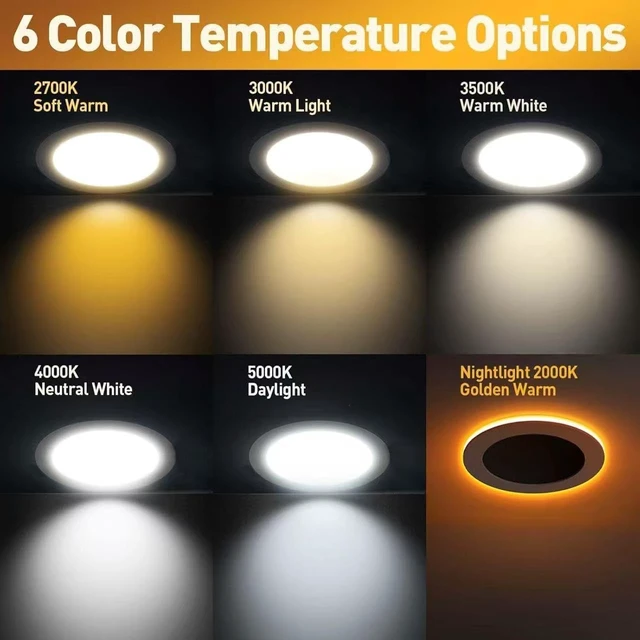 Alt view image 6 of 7 - 6 Pack 6 Inch Recessed Lighting with Night Light, 5CCT for Bedroom
