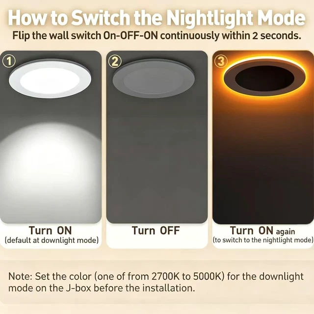 Alt view image 4 of 7 - 6 Pack 6 Inch Recessed Lighting with Night Light, 5CCT for Bedroom