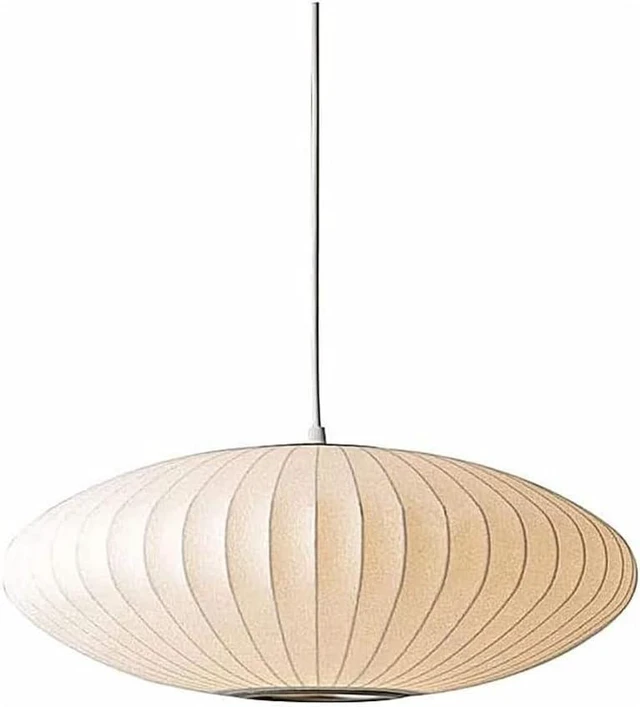 Main image of Italian Silk Pendant Light, 15.7in White Bubble Fabric Lantern