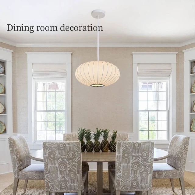 Alt view image 2 of 7 - Italian Silk Pendant Light, 15.7in White Bubble Fabric Lantern