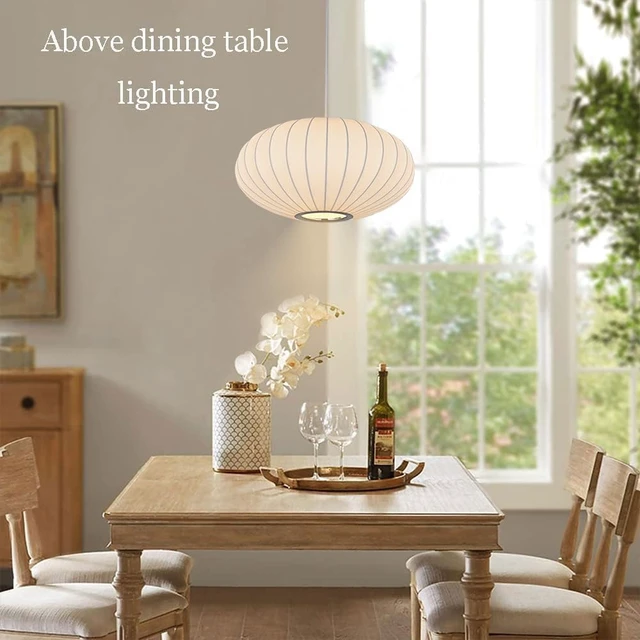 Alt view image 3 of 7 - Italian Silk Pendant Light, 15.7in White Bubble Fabric Lantern