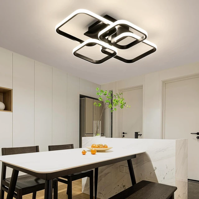 Alt view image 5 of 7 - DELIPOP Modern Ceiling Light, 3000-6500K Black Dimmable Flush Mount Ceiling Lights with Remote Control, 48W LED Chandelier for Living Room Dining Room Bedroom