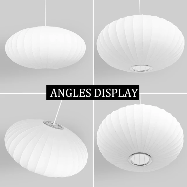 Alt view image 5 of 7 - Italian Silk Pendant Light, 15.7in White Bubble Fabric Lantern