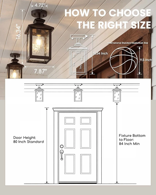 Alt view image 4 of 7 - FEMILA 16" Dusk to Dawn Outdoor Ceiling Light with Ripple Glass