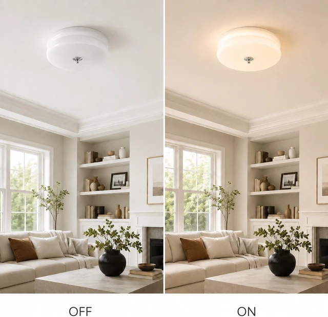 Alt view image 3 of 7 - Modern Milk Glass Flush Mount Ceiling Light,Chrome Schoolhouse Light