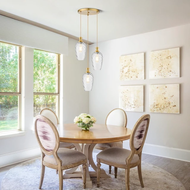 Alt view image 7 of 7 - 3-Light Cluster Pendant Lighting, Modern Gold Glass Chandelier