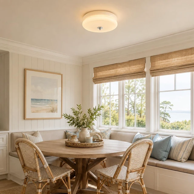 Alt view image 6 of 7 - Modern Milk Glass Flush Mount Ceiling Light,Chrome Schoolhouse Light