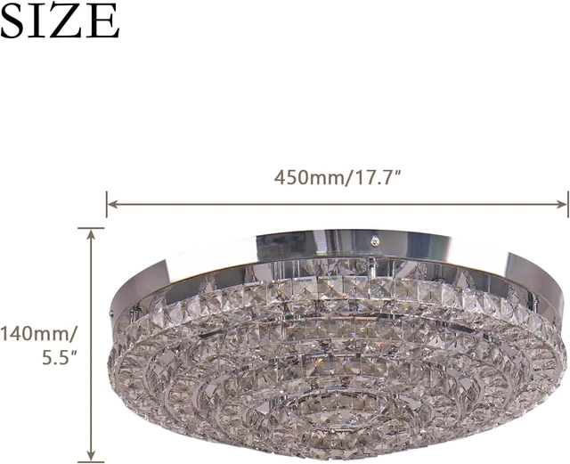Alt view image 2 of 7 - 13.8" 4-Ring Crystal Semi Flush Mount Ceiling Light,Dimmable LED