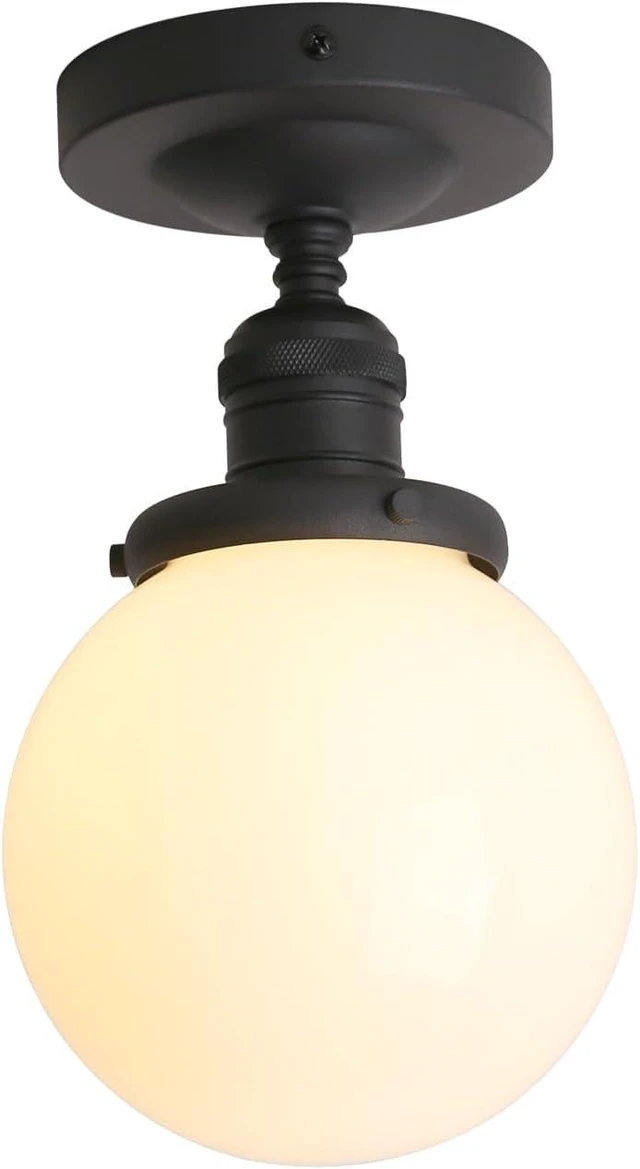 Main image of Pathson Modern Flush Mount Ceiling Light Fixture with Milk Globe Glass, Frosted Industrial Ceiling Lighting Lamp for Hallway Kitchen Sink Living Room