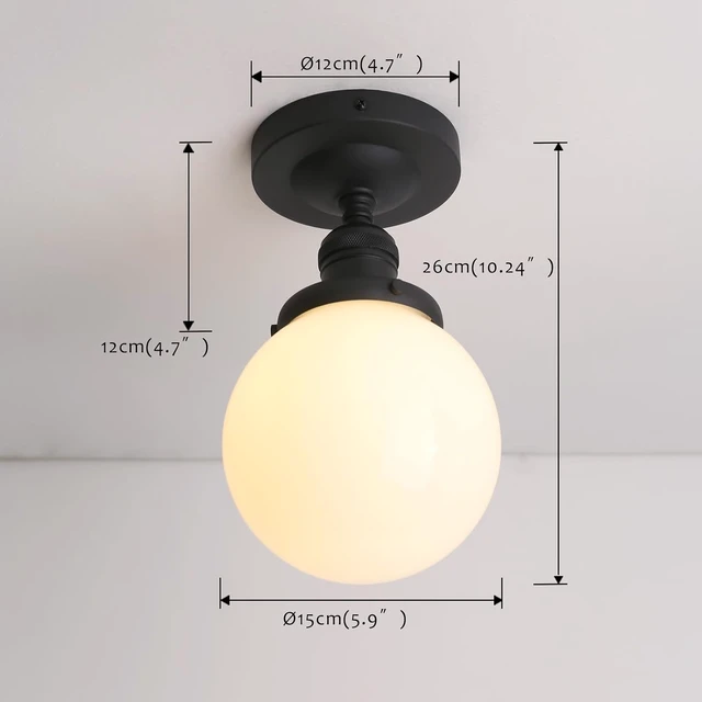 Alt view image 6 of 7 - Pathson Modern Flush Mount Ceiling Light Fixture with Milk Globe Glass, Frosted Industrial Ceiling Lighting Lamp for Hallway Kitchen Sink Living Room
