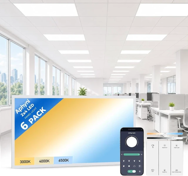 Main image of 2x4 LED Flat Panel Light 6 Pack, 70W 9310LM, 2.4G Wireless Switch & App
