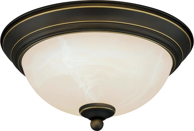 Main image of VAXCEL Stevens 11-in W LED Vintage Bronze Transitional Flush Mount Ceiling Light Fixture White Alabaster Glass
