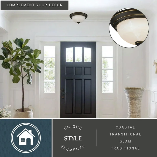Alt view image 2 of 7 - VAXCEL Stevens 11-in W LED Vintage Bronze Transitional Flush Mount Ceiling Light Fixture White Alabaster Glass