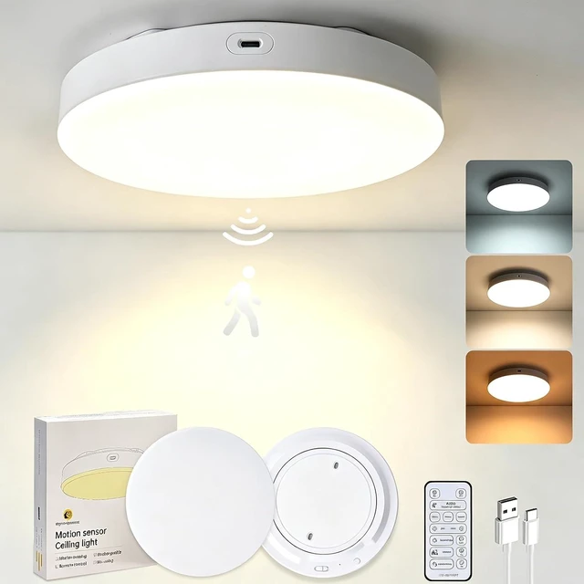 Main image of 10,000 mAh Rechargeable Motion Sensor Ceiling Light (2 Pack)