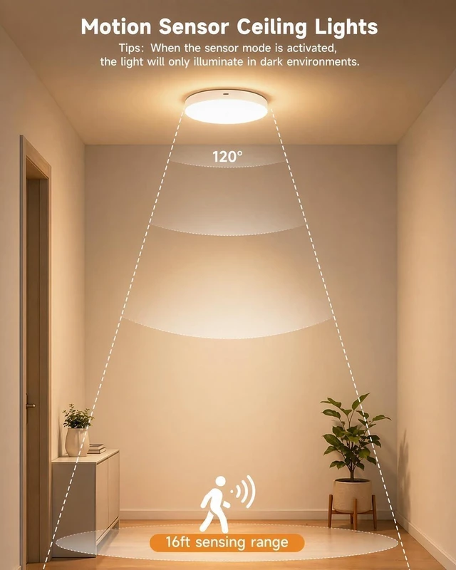 Alt view image 2 of 6 - 10,000 mAh Rechargeable Motion Sensor Ceiling Light (2 Pack)