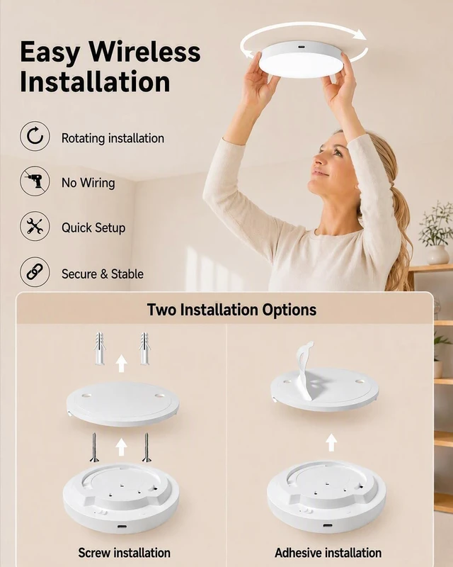 Alt view image 5 of 6 - 10,000 mAh Rechargeable Motion Sensor Ceiling Light (2 Pack)