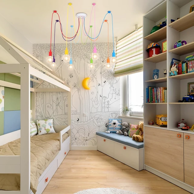 Alt view image 7 of 7 - Colorful Spider Chandelier, Kids Ceiling Light Fixture