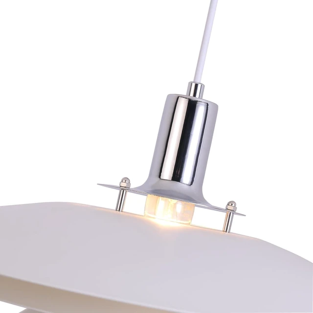 Alt view image 2 of 7 - FCTWAKS Mid Century Modern Pendant Light, 15" Nordic Hanging Ceiling Light Fixture with 4-Tier Metal Shade, E26 Base, Vintage Pendant Lamp for Kitchen Island, Dining Room White