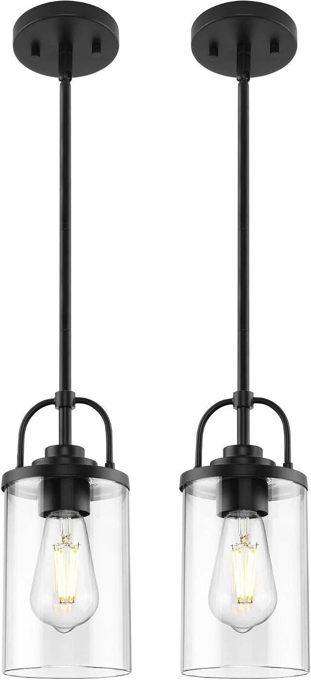 Main image of Beionxii 2 Pack Glass Pendant Lights Kitchen Island, Hanging Light Fixture