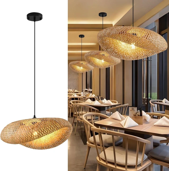 Main image of 23.6" Bamboo Pendant Light,Woven Rattan Chadelier
