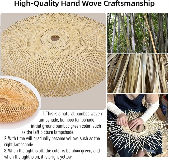 Alt view image 6 of 7 - 23.6" Bamboo Pendant Light,Woven Rattan Chadelier