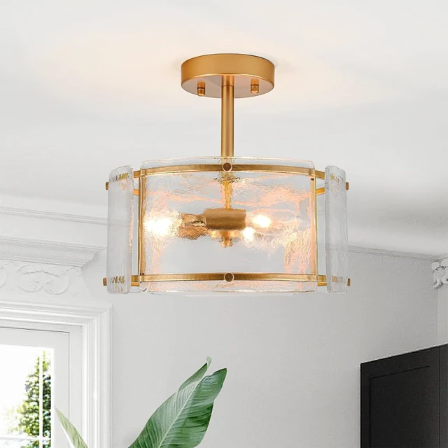 Main image of Gold Semi Flush Mount Ceiling Light Fixture for Foyer,Entryway,Hallway