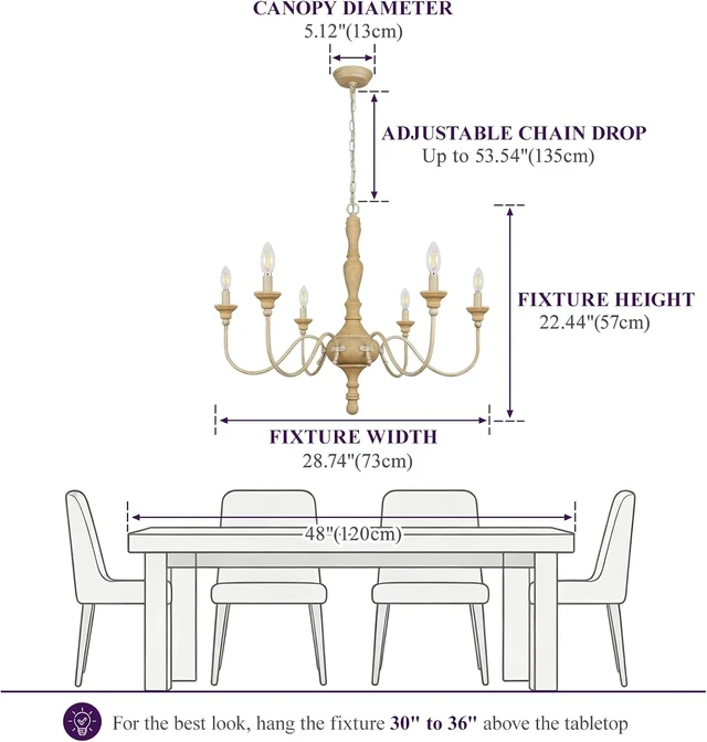 Alt view image 5 of 7 - Farmhouse Chandelier for Ding Room Distressed White Light Fixture